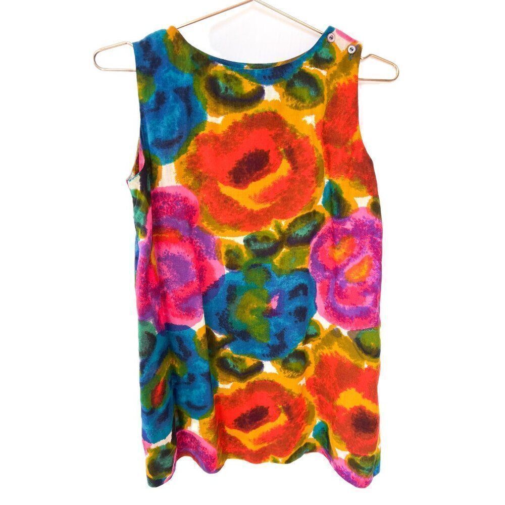 Vintage Kehaulani Hawaii Colorful Floral Sleeveless Shift Dress